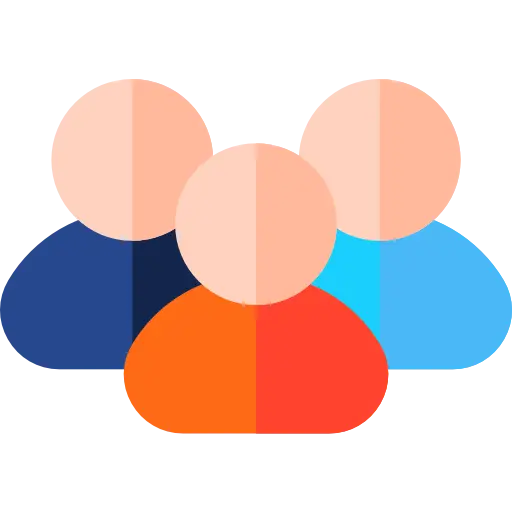 A vector icon of a group of three faceless people.